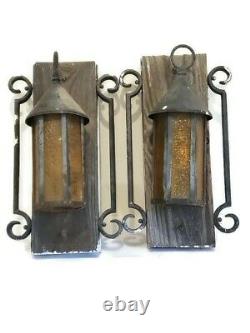 VTG Gothic arts and crafts porch light scones lantern lamp fixtures antique