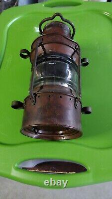 VTG LARGE Nautical Brass Copper Glass Ship Lantern Light