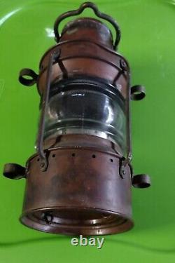 VTG LARGE Nautical Brass Copper Glass Ship Lantern Light