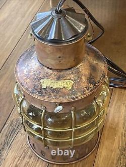 VTG NOS Copper And brass BUBBLE GLASS Ankerlicht Electric 14 Hanging Lantern
