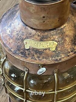 VTG NOS Copper And brass BUBBLE GLASS Ankerlicht Electric 14 Hanging Lantern