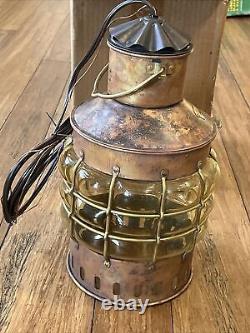 VTG NOS Copper And brass BUBBLE GLASS Ankerlicht Electric 14 Hanging Lantern
