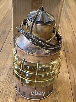 VTG NOS Copper And brass BUBBLE GLASS Ankerlicht Electric 14 Hanging Lantern