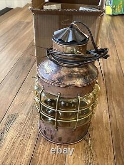 VTG NOS Copper And brass BUBBLE GLASS Ankerlicht Electric 14 Hanging Lantern