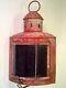 VTG Red Nautical Ship Lantern Fresnel Glass Lamp Light Fixture 100% Orig 1920s