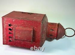 VTG Red Nautical Ship Lantern Fresnel Glass Lamp Light Fixture 100% Orig 1920s