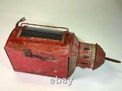 VTG Red Nautical Ship Lantern Fresnel Glass Lamp Light Fixture 100% Orig 1920s