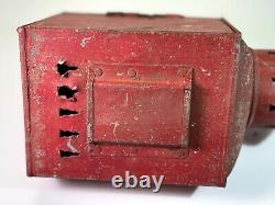 VTG Red Nautical Ship Lantern Fresnel Glass Lamp Light Fixture 100% Orig 1920s