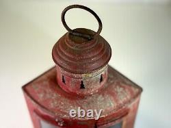 VTG Red Nautical Ship Lantern Fresnel Glass Lamp Light Fixture 100% Orig 1920s
