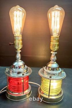 VTG nautical lantern table lamps, starboard and port colors, maritime