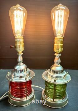 VTG nautical lantern table lamps, starboard and port colors, maritime