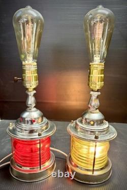 VTG nautical lantern table lamps, starboard and port colors, maritime