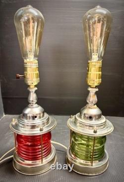 VTG nautical lantern table lamps, starboard and port colors, maritime