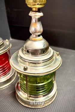 VTG nautical lantern table lamps, starboard and port colors, maritime