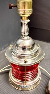 VTG nautical lantern table lamps, starboard and port colors, maritime