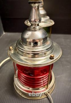 VTG nautical lantern table lamps, starboard and port colors, maritime