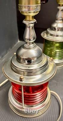 VTG nautical lantern table lamps, starboard and port colors, maritime