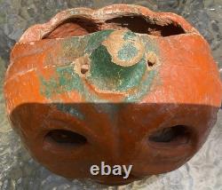 Very Rare Antique Paper Mache Halloween Jack-O-lantern Pumpkin