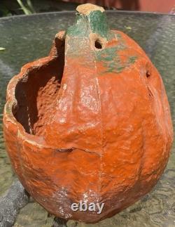 Very Rare Antique Paper Mache Halloween Jack-O-lantern Pumpkin