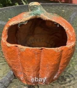 Very Rare Antique Paper Mache Halloween Jack-O-lantern Pumpkin