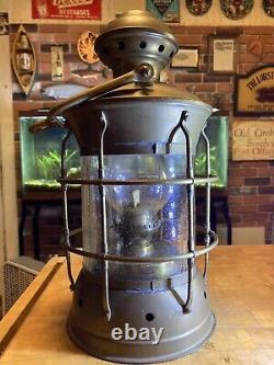 Vintage, 14-in. Nautical, Heavy Brass/Copper Oil Lantern, COMPLETE