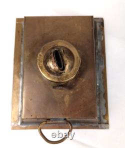 Vintage 15 Brass Kerosene Lantern Stall Lamp Caged Glass Wedge