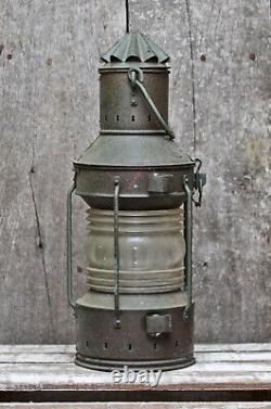 Vintage 16 ANKERLIGHT Maritime Nautical Copper Lantern Lamp / Glass Lens