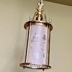 Vintage 1920's Antique Colonial Wheel Cut Lantern Entry Pendant Restored