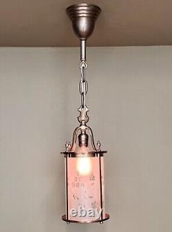 Vintage 1920's Antique Colonial Wheel Cut Lantern Entry Pendant Restored