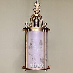 Vintage 1920's Antique Colonial Wheel Cut Lantern Entry Pendant Restored