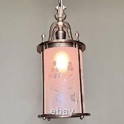 Vintage 1920's Antique Colonial Wheel Cut Lantern Entry Pendant Restored