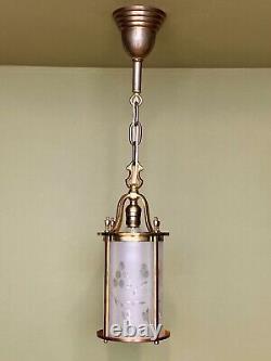Vintage 1920's Antique Colonial Wheel Cut Lantern Entry Pendant Restored