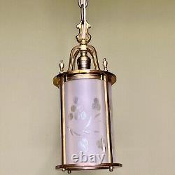 Vintage 1920's Antique Colonial Wheel Cut Lantern Entry Pendant Restored