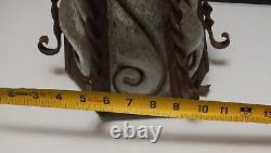 Vintage 1920's Glass Wrought Iron Glass Lantern Sconce Mission Revival Clear