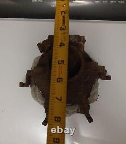 Vintage 1920's Glass Wrought Iron Glass Lantern Sconce Mission Revival Clear
