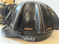 Vintage 1920s Miners Helmet Turtle Top Safety Hard Hat withCarbide Lantern Antique