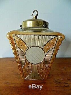 Vintage 1930'40's Art Deco Brass Glass Panel Gilt Light house Lantern Light