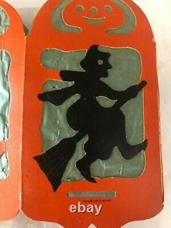 Vintage 1930-40s Halloween Lantern 4 Panel Pulp Cardboard with Crape Paper