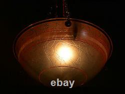 Vintage 1930s French art deco handmade moulded ceiling light lantern shade