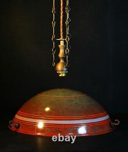 Vintage 1930s French art deco handmade moulded ceiling light lantern shade