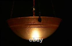 Vintage 1930s French art deco handmade moulded ceiling light lantern shade