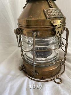 Vintage 1938 Great Britian Anchor Light Brass Lantern NO. 842 RARE Patina