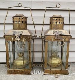 Vintage 1939 Brass Cargo Ship Hanging Light Great Britain Nautical Lantern Lamp