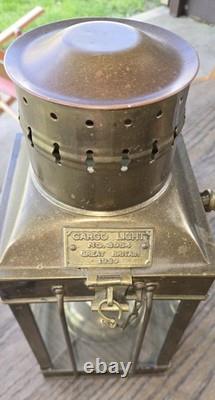 Vintage 1939 Brass Cargo Ship Hanging Light Great Britain Nautical Lantern Lamp