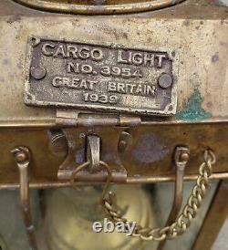 Vintage 1939 Brass Cargo Ship Hanging Light Great Britain Nautical Lantern Lamp