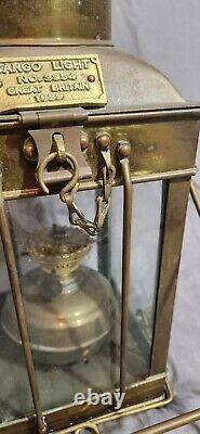 Vintage 1939 Brass Cargo Ship Hanging Light Great Britain Nautical Lantern Lamp