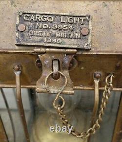 Vintage 1939 Brass Cargo Ship Hanging Light Great Britain Nautical Lantern Lamp