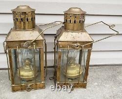 Vintage 1939 Brass Cargo Ship Hanging Light Great Britain Nautical Lantern Lamp