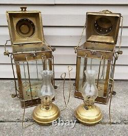 Vintage 1939 Brass Cargo Ship Hanging Light Great Britain Nautical Lantern Lamp