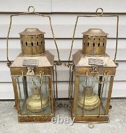 Vintage 1939 Brass Cargo Ship Hanging Light Great Britain Nautical Lantern Lamp